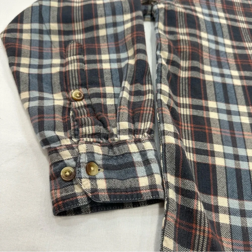 Woolrich Men's Black/Blue/White Plaid Flannel Long Sleeve Shirt Large_Vintage - Picture 5 of 9